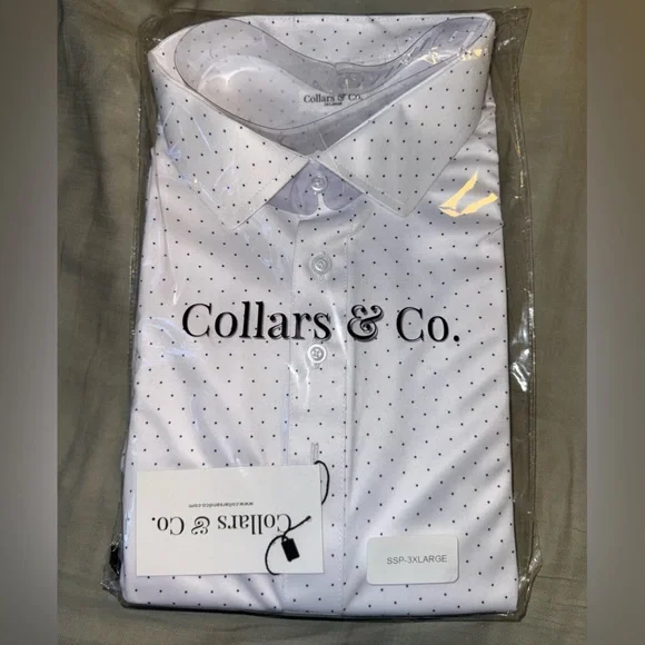 Collars & Co. Men’s White Micro-Dot Dress Shirt - Picture 1 of 2